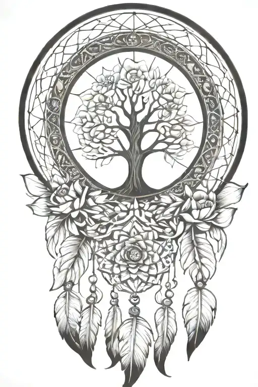 Life Tree Dream Catcher Lotus Flower