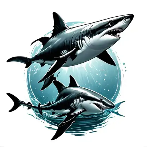 2 Or 3 Sharks Swimming On The Arm Sleeve