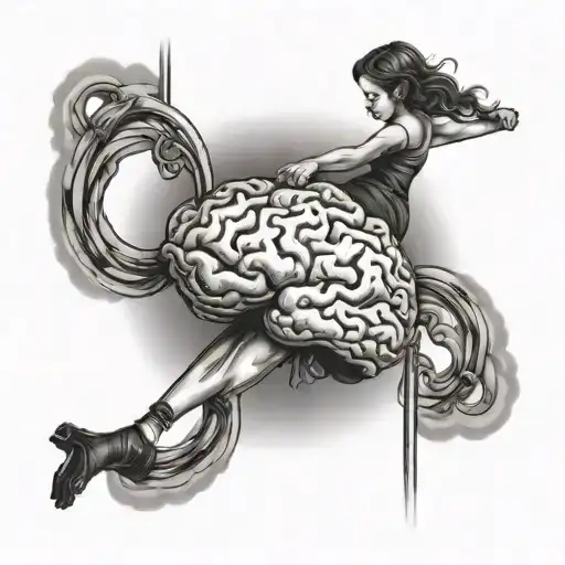 Heart And Brain With Girl On Tightrope Walker Juggling