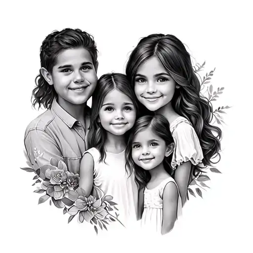 Family 2 Parents And 2 Daughters