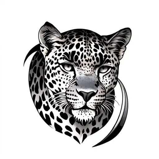 Leopardo With Claws On The Back To Cover Another Small