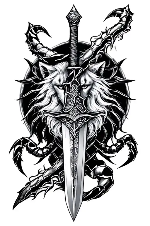 Witchy Sword With Leo And Scorpio Zodiac