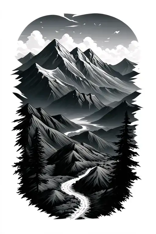 Mountains With Trail