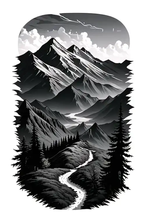 Mountains With Trail