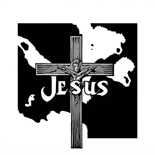 Name Of Jesus Written In Italics All In The Form Of A Cross