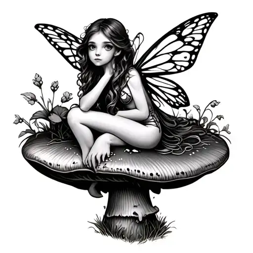 Fairy Sitting On A Mushroom