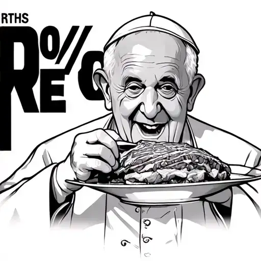 The Pope Eating A Plate Of Piela With Hundred Percent Brithis Beef