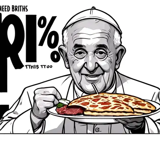 The Pope Eating A Plate Of Piela With Hundred Percent Brithis Beef