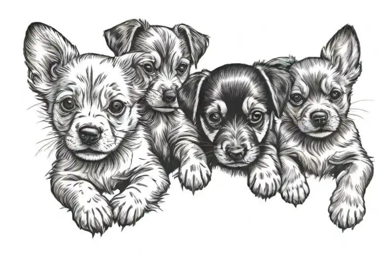 4 Puppy Paw Prints Arranged