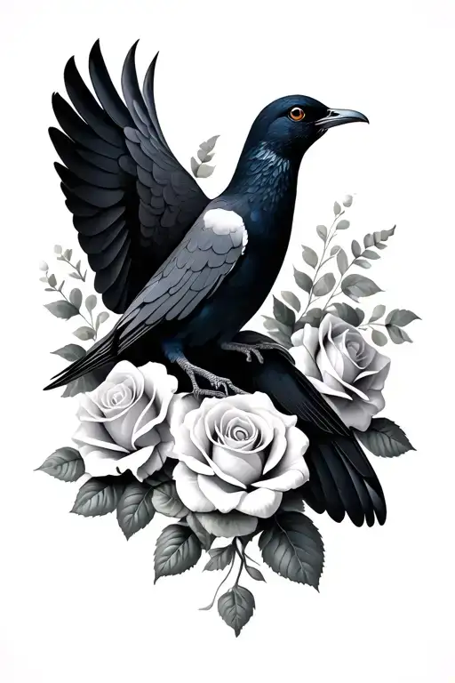 Black Dove And White Roses