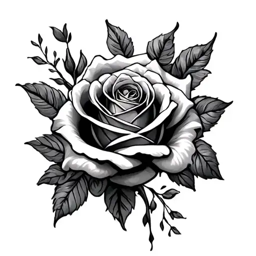 Roses And Text Tattoo Design Combining
