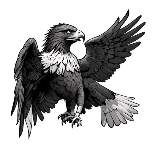 Leon And Eagle With Open Wings