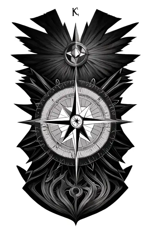 Compass Rose With Intricate Geometric Patterns