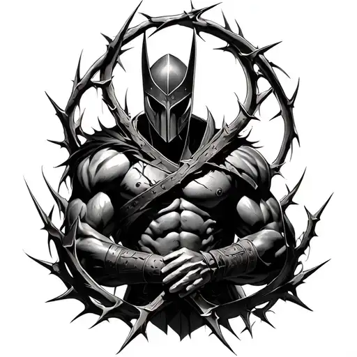 Spartain Warrior With Thorns Wrapping Around Him