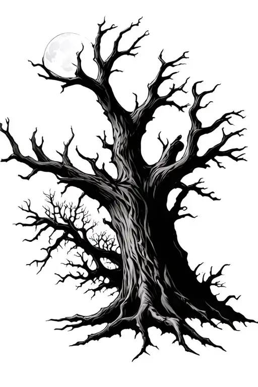 Spooky Dead Tree In The Moonlight