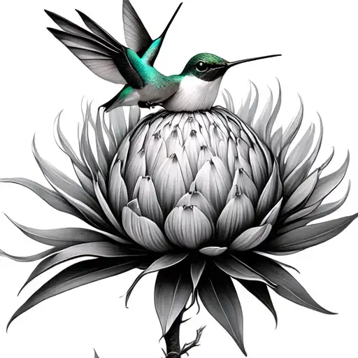 Protea And Hummingbird