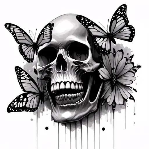 Skulls With Butterflies