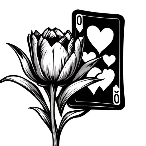 Tulip And Small Playing Cards And 3 Hearts