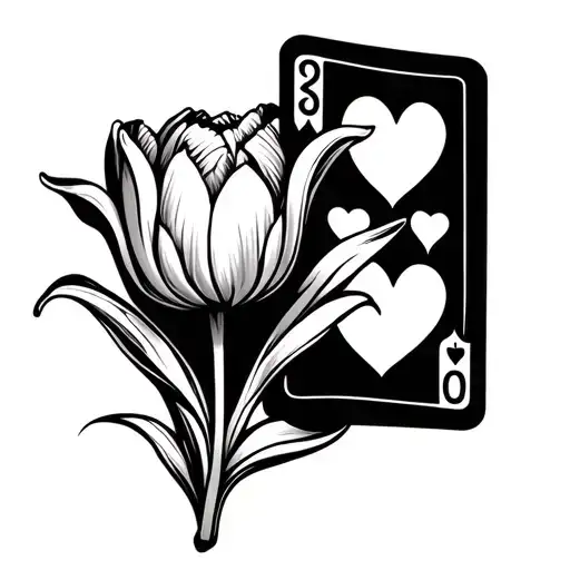 Tulip And Small Playing Cards And 3 Hearts