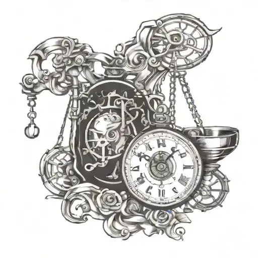 Libra Zodiac Sign With A Mechanical Heart And Broken Clock