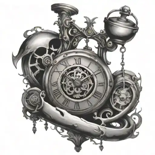 Libra Zodiac With A Mechanical Heart And Broken Clock