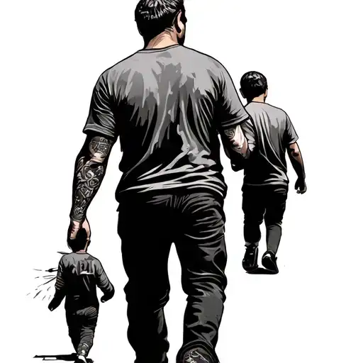 Man Walking With Child Hand