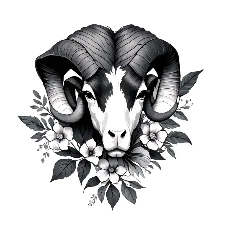 Aries Minimalist With Floral Design Inspired Tattoo Featuring