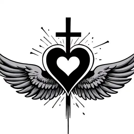 Dad Memorial Cross Wings Heart