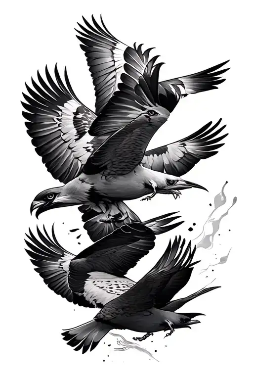 Falcon Feather Break Free With Four Birds Flying Out