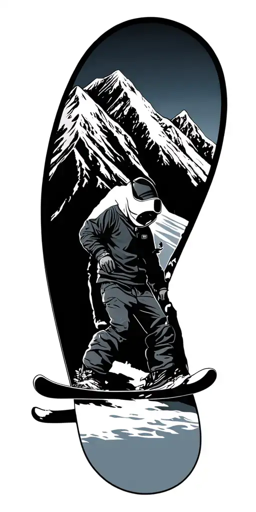 Snowboard And Mountain