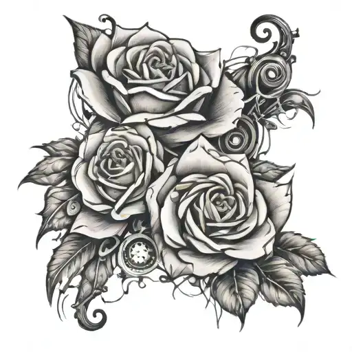 Abstract Representation Of Machinery Morphing Into A Rose