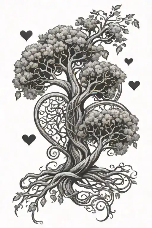 Tree Intertwined Hearts