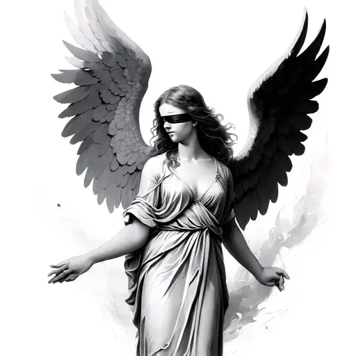 Angel Putting Blind Fold On Another Angel From Behind