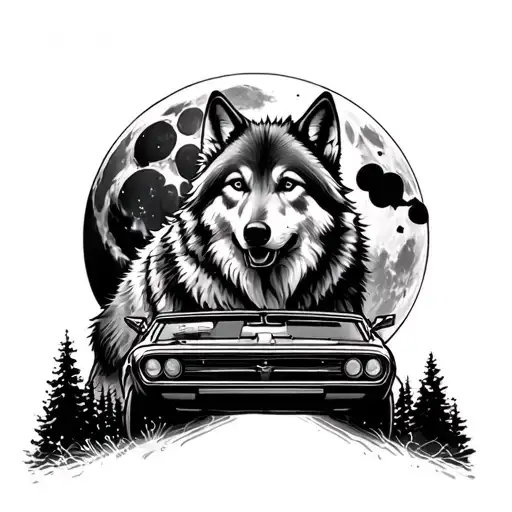 Wolves Driving To The Moon