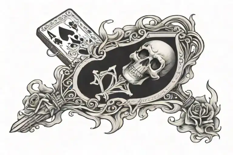Skeleton Hand With A Burning Ace Of Spades Playing Card