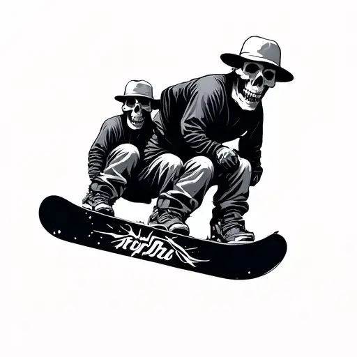 3 Skulls Rockfan Snowboarder Carving