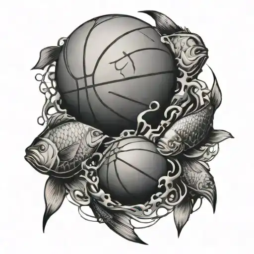 A Basketball Morphing Into A School Of Fish