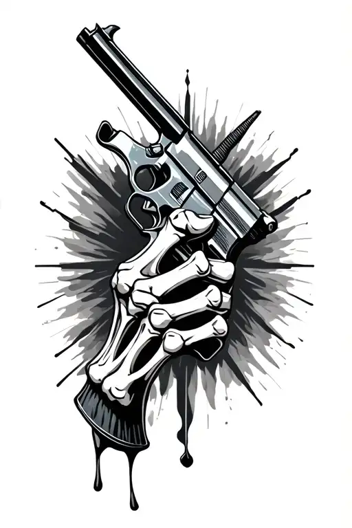 Gun And Black Bone Hand