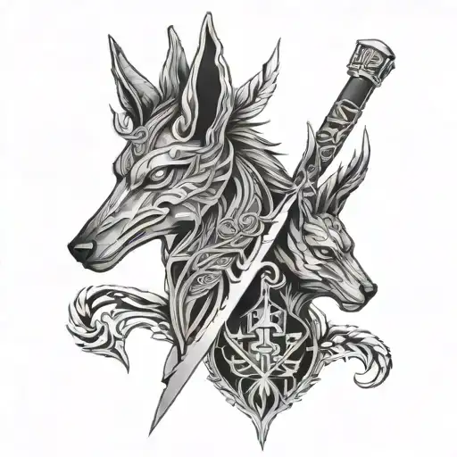 Half Sleeve Forearm Tattoo With Anubis And Phoenix With Relevant Histroic Symbols