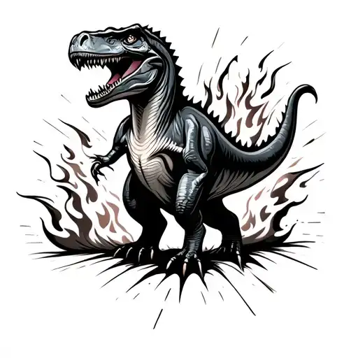 Dinomite Firework Bursting With Flames