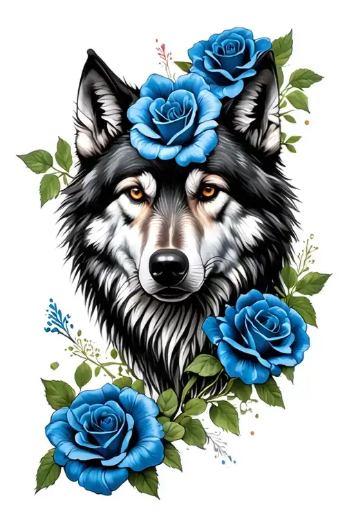 Wolf Blue Roses Mayflowers Hibiscus