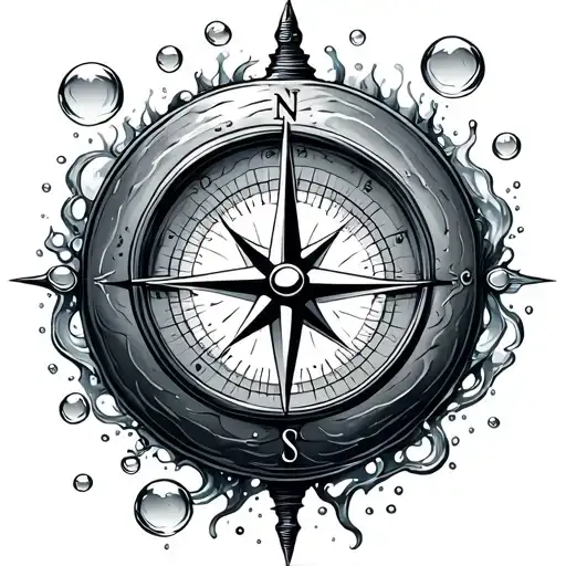 Compass And Bubbles Under Water