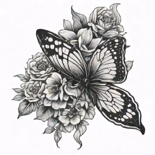 Butterfly And Flowers
