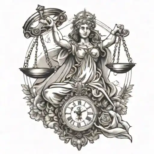 Lady Justice With Clock Face