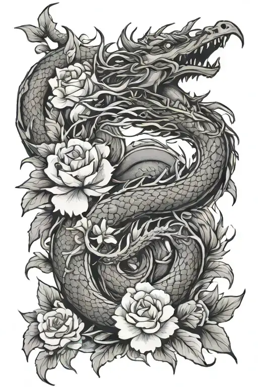 Dragon And Flowers