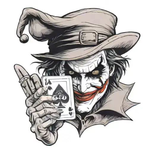 Joker Wearing A Hat While Holding Joker Card In His Hand