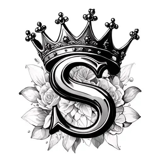 Queen Crown With Initials S
