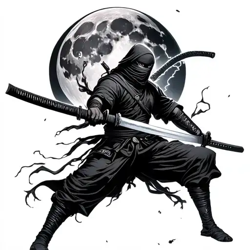 A Moon And A Ninja With A Thunder Katana