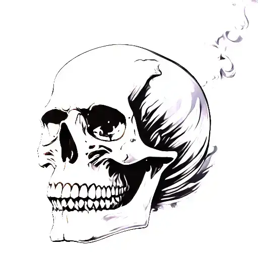 Skull And Smoke Coming Out Of Its