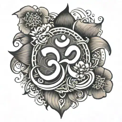 Om Symbol Merging With A Flowers Blooming